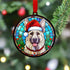 German Shepherd White in Santa Hat Suncatcher Decoration